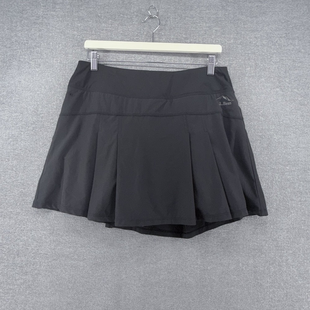 LL Bean Golf Skort Women Size Medium Regular Black Tennis Pull On